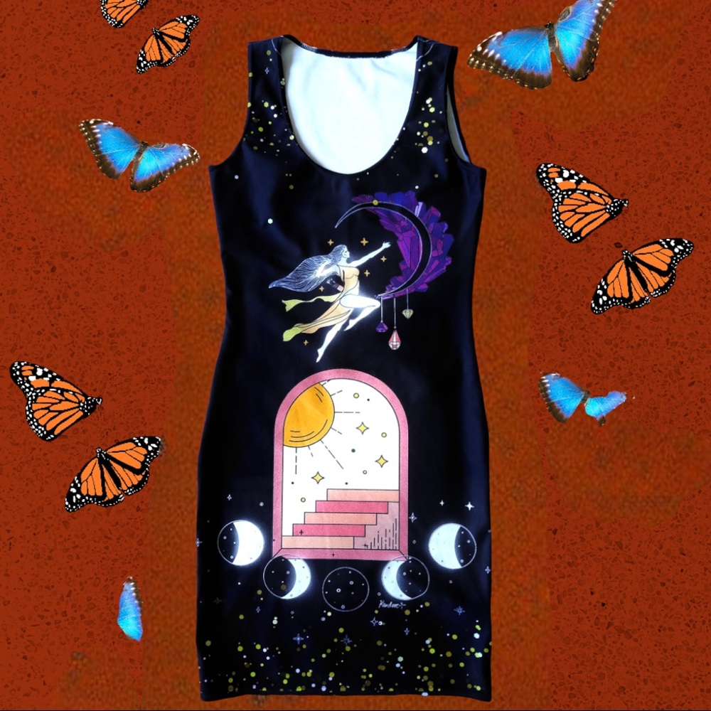 wiccan pagan mystic black dress XS (NEW)